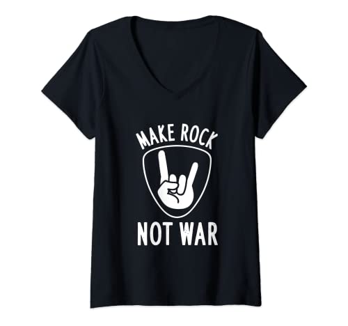 Damen Make Rock Not War acoustic Musician T-Shirt mit V-Ausschnitt von ROCK MUSIC: Make Rock Not War