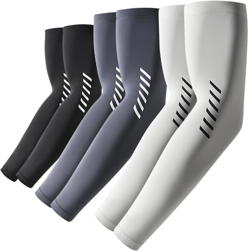 ROCK TAKIN UV Sonnenschutz Arm Sleeve für Herren Damen, UPF 50+ Kühlung Armstulpen Sommer Kompression Tattoo Armlinge Unisex Armwärmer für Radsport Basketball Golf Baseball Fußball – 3 Paar von ROCK TAKIN