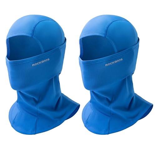 ROCKBROS Sturmhaube Herbst/Winter Thermo Balaclava für Outdoorsports Radfahren Skifahren Snowboard Reflektierend Winddicht Anti-Staub Atmungsaktiv für Damen Herren Blau 2 PCS von ROCKBROS