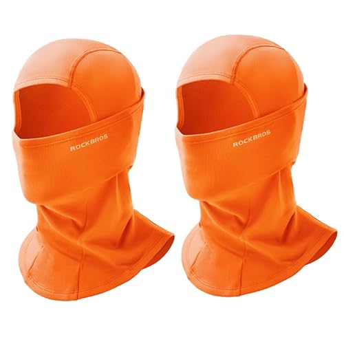 ROCKBROS Sturmhaube Herbst/Winter Thermo Balaclava für Outdoorsports Radfahren Skifahren Snowboard Reflektierend Winddicht Anti-Staub Atmungsaktiv für Damen Herren Orange 2 PCS von ROCKBROS