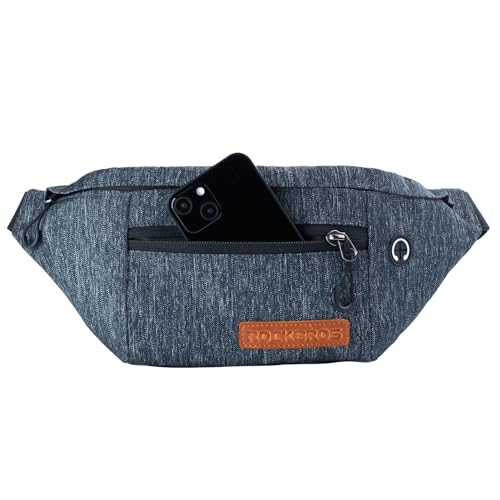 ROCKBROS Bauchtasche, Umhängetasche, Bauchtasche, 1,5 l Fassungsvermögen, 4-in-1-Multifunktions-Hüfttasche mit verstellbarem Gurt, Bauchtaschen für Damen und Herren von ROCKBROS