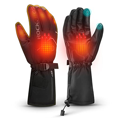 ROCKBROS Beheizte Handschuhe Wiederaufladbare Skihandschuhe Winter 5V 4000mAh wasserdichte Heizhandschuhe Damen Herren für Snowboard Motorrad Radfahren Wandern Camping von ROCKBROS