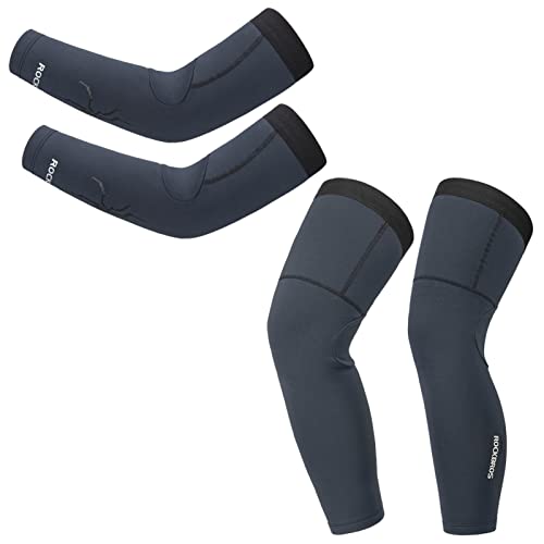 ROCKBROS Fahrrad Armlinge + Beinlinge Set Winter Thermo Armwärmer Beinwärmer Rutschfest Arm Sleeves und Knieschutz für Radfahren, Laufen, Basketball Herren/Damen S-3XL von ROCKBROS