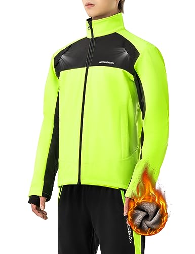 ROCKBROS Fahrrad Jacke Winter Thermo Fahrradbekleidung Softshelljacke Hohe Sichtbarkeit & Winddicht Fahrradjacke für Outdoor-Aktivitäten wie Radfahren, Wandern, Klettern Damen/Herren XL von ROCKBROS