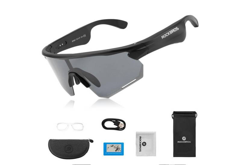 ROCKBROS Fahrradbrille Bluetooth Fahrradbrille Polarisierte Intelligente Brille, (für Männer und Frauen, 1-St., für MTB Joggen Bergsteigen Angeln), Open-Ear-Sound Sportbrille von ROCKBROS
