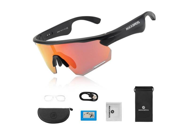 ROCKBROS Fahrradbrille Bluetooth Fahrradbrille Polarisierte Intelligente Brille, (für Männer und Frauen, 1-St., für MTB Joggen Bergsteigen Angeln), Open-Ear-Sound Sportbrille von ROCKBROS