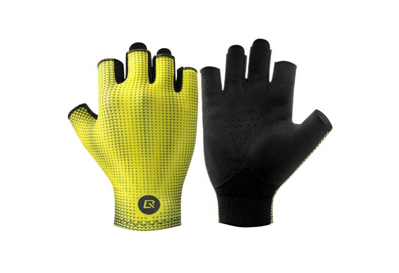 ROCKBROS Fahrradhandschuhe Elastische Halbfinger Handschuhe rutschfest (Gelb M-XXL, 1-St., für Herren und Damen MTB Rennrad) Atmungsaktiv von ROCKBROS