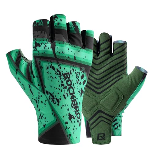 ROCKBROS Fahrradhandschuhe Herren, Sommer Radhandschuhe Halbfinger Atmungsaktiv Stoßdämpfende rutschfeste MTB Handschuhe für Mountainbike Rennrad von ROCKBROS