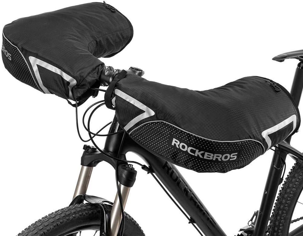 ROCKBROS Fahrradhandschuhe Lenkerstulpen, Handschuhe für Fahrrad Motorrad Roller Scooter Gefüttert Winddicht Wasserfest Reflektierend von ROCKBROS