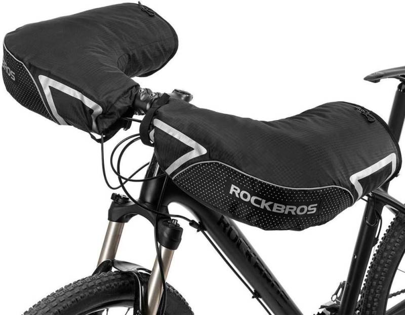 ROCKBROS Fahrradhandschuhe Lenkerstulpen, Handschuhe für Fahrrad Motorrad Roller Scooter Gefüttert Winddicht Wasserfest Reflektierend von ROCKBROS