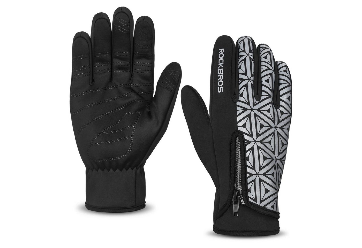 ROCKBROS Fahrradhandschuhe Winter Warme mit Touchscreen-Funktion, rutschfeste Sporthandschuhe Rutschfest und abriebfest von ROCKBROS