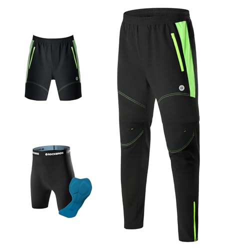 ROCKBROS Fahrradhose Doppellagig Abnehmbar Sporthose Lang Radhose mit Sitzpolster Gepolsterte Fahrrad Hosen Herren Atmungsaktive MTB Rennrad von ROCKBROS