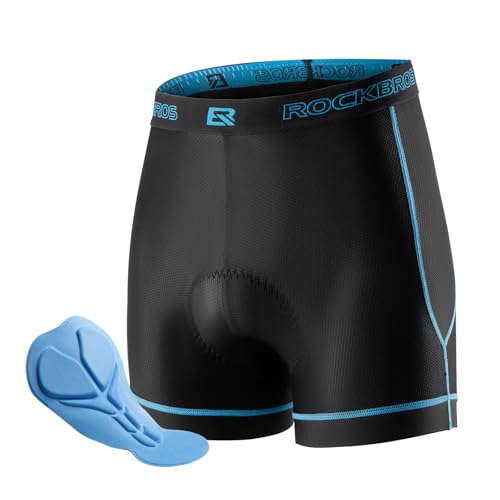 ROCKBROS Fahrradhose Herren Radunterhose mit 3D Sitzpolster Atmungsaktive Fahrradunterhose Gepolstert Fahrrad Unterwäsche Kurz Elastisch MTB Rennrad S-2XL von ROCKBROS