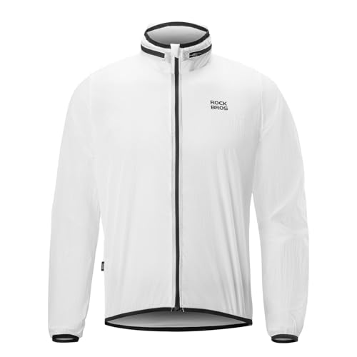 ROCKBROS Fahrradjacke Windjacke Herren, Reflektierend Wasserabweisend Winddicht Atmungsaktiv mit Verstaubarer Kapuze, Leicht Fahrradjacke für Rennrad MTB, 4XL von ROCKBROS