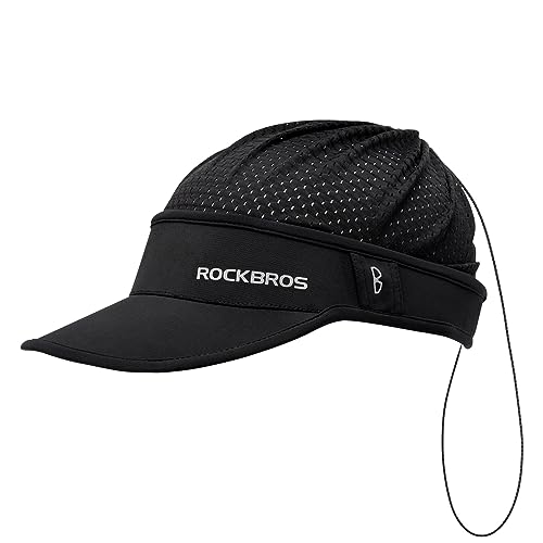 ROCKBROS Fahrradkappe Mütze Fahrrad Cycling Cap UV-Schutz UPF 50+ Sommer Leichte Atmungsaktive Verstellbare Pferdeschwanz Kappe Unisex für Outdoor Sports Radfahren Laufen Angeln Damen & Herren Schwarz von ROCKBROS