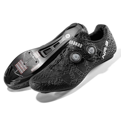 ROCKBROS Fahrradschuhe Herren Damen mit Nylonsohle, Atmungsaktive Rennradschuhe Kompatibel mit SPD-SL & Look KEO Cleats, Radsportschuhe mit Drehverschluss & Ergonomischem Design, Schwarz, 43 von ROCKBROS