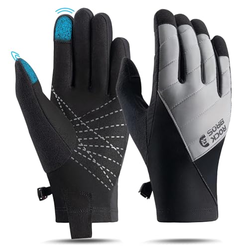 ROCKBROS Handschuhe Fahrrad Sporthandschuhe Winter/Herbst Thermo Fahrradhandschuhe Stoßfeste Vollfingerhandschuhe zum Radfahren, Laufen, Wandern Herren/Damen S von ROCKBROS