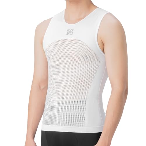 ROCKBROS Herren Ärmellos Sportshirt Atmungsaktiv Schnelltrocknend Fahrrad Weste, Elastische Unterwäsche Funktionsshirts Baselayer Unterhemd von ROCKBROS