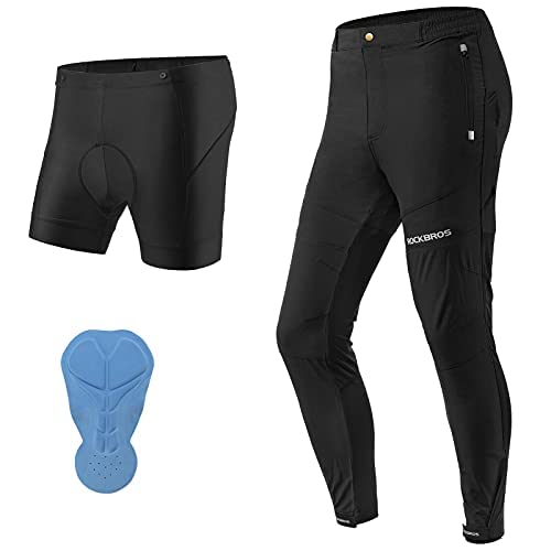 ROCKBROS Herren Fahrradhose 2-in-1 Lang Radlerhose + Fahrradunterhose mit sitzpolster Sommer/Herbst Atmungsaktiv Hose XXL von ROCKBROS