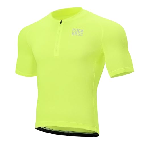 ROCKBROS Herren Radtrikot Fahrradtrikot Kurzarm Rennradtrikot Atmungsaktiv Radbekleidung Schnell trocknend für Rennrad Mountainbike Radfahren Gelb XXL von ROCKBROS