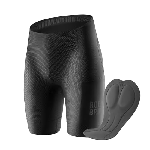 ROCKBROS Kurz Fahrradhose Herren 3D Gepolsterte Radlerhose mit Tasche Stoßfeste Fahrradunterhose Radhose mit hoher Elastizität Fahrrad Unterhose von ROCKBROS