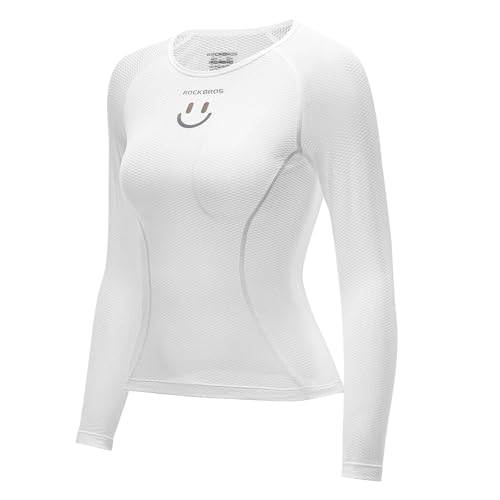 ROCKBROS Langarm Shirt Damen Radtrikot Atmungsaktiv Schnelltrocknend Fahrrad Bekleidung Frauen Geeignet für Laufen, Tennis, Wandern Basic Sport Unterhemd von ROCKBROS