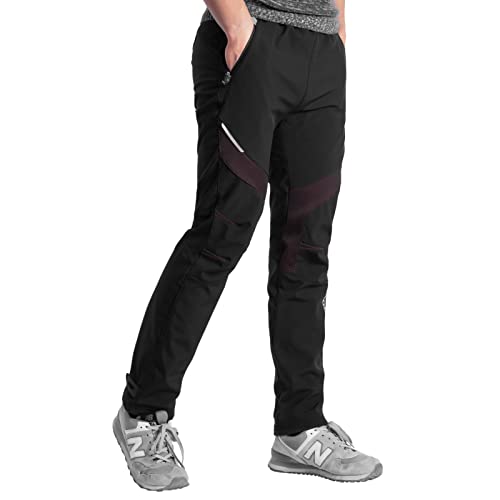 ROCKBROS Lange Fahrradhose Herren Thermo Fleece Winter Radhose Winddicht Wasserabweisend Warm Atmungsaktive für Outdoor Radfahren und MTB, Schwarz 4XL von ROCKBROS