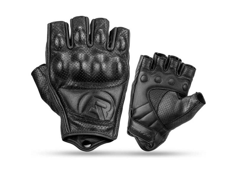 ROCKBROS Motorradhandschuhe in Schwarz aus Leder mit Knöchelprotektor von ROCKBROS