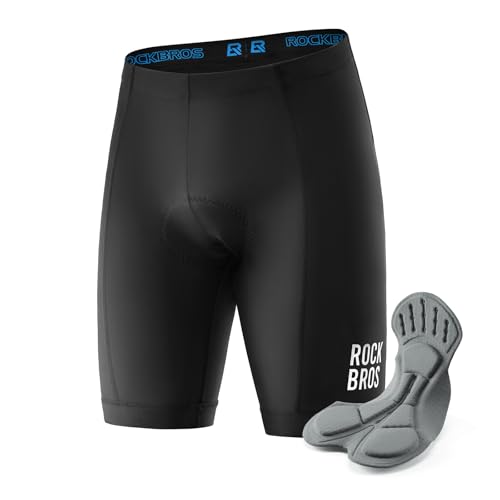 ROCKBROS Radlerhose Herren Fahrradhose mit Sitzpolster 4D Gepolsterte Kurz Atmungsaktive Schnelltrocknende Fahrrad Hosen Radhose MTB Renrrad XXL von ROCKBROS