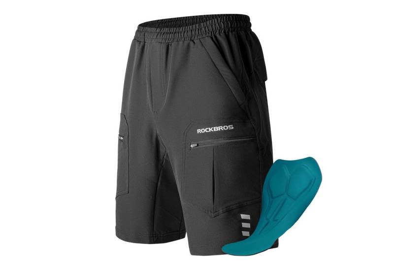 ROCKBROS Radlerhose Herren Gepolsterte Fahrradhose mit Sitzpolster 4D (Radsport Radfahren Mountainbike Outdoor, 1-tlg) Radhose Abnehmbare Kurze Hose Schnelltrocknend von ROCKBROS