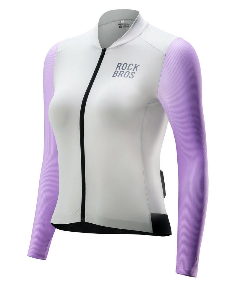 ROCKBROS Radtrikot Damen Langarm, Sommer-Radjacke mit 3 Rückentaschen, atmungsaktiv von ROCKBROS