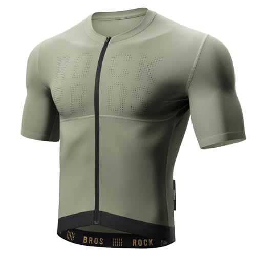 ROCKBROS Radtrikot Kurzarm Herren, Atmungsaktives schnelltrocknendes Rennrad Trikot mit Rückentaschen für Radsport Outdoor Sport, Olivgrün XL ROCKBROS Radtrikot Kurzarm Herren, Atmungsaktives schnelltrocknendes Rennrad Trikot mit Rückentaschen für Radsport Outdoor Sport, Olivgrün XL von ROCKBROS