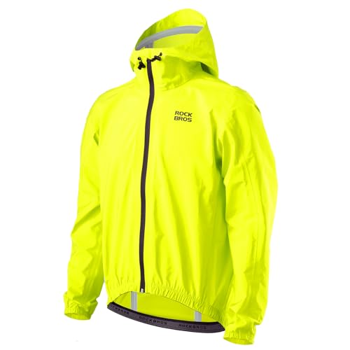 ROCKBROS Regenjacke Wasserdicht Herren Damen Leichter Fahrrad Regenmantel Atmungsaktive Windjacke für Radfahren Wandern Angeln Outdoor L von ROCKBROS