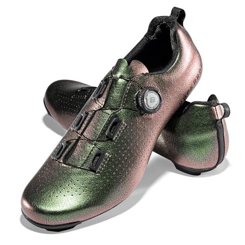 ROCKBROS Rennrad Fahrradschuhe Herren Damen – Carbonsohle T500, Klickschuhe mit Drehverschluss, Atmungsaktiv & Stoßdämpfend, Kompatibel mit SPD-SL/Look KEO, Ideal für Training & Wettkamp, Grün 44 von ROCKBROS