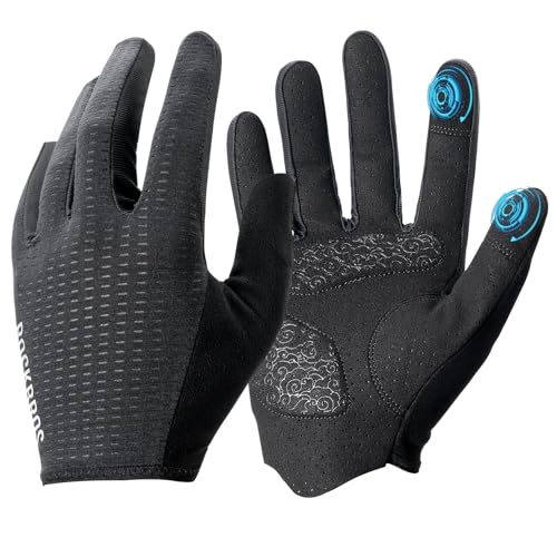 ROCKBROS Road to Sky Fahrrad Handschuhe Frühling Sommer Fahrradhandschuhe Touchscreen Atmungsaktive Stoßfeste Laufhandschuhe Damen/Herren für Radfahren, Laufen, Fitness, Wandern Schwarz M von ROCKBROS