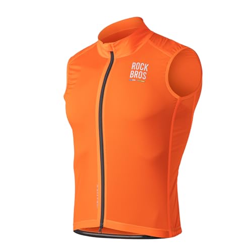 ROCKBROS Road to Sky Fahrradweste Herren Winddichte Leichte Radweste Sonnenschutz Laufweste Ärmellos Fahrradjacke Feuchtigkeit Wicking Schnell Trocknend Frühling & Herbst Orange S-XXL von ROCKBROS