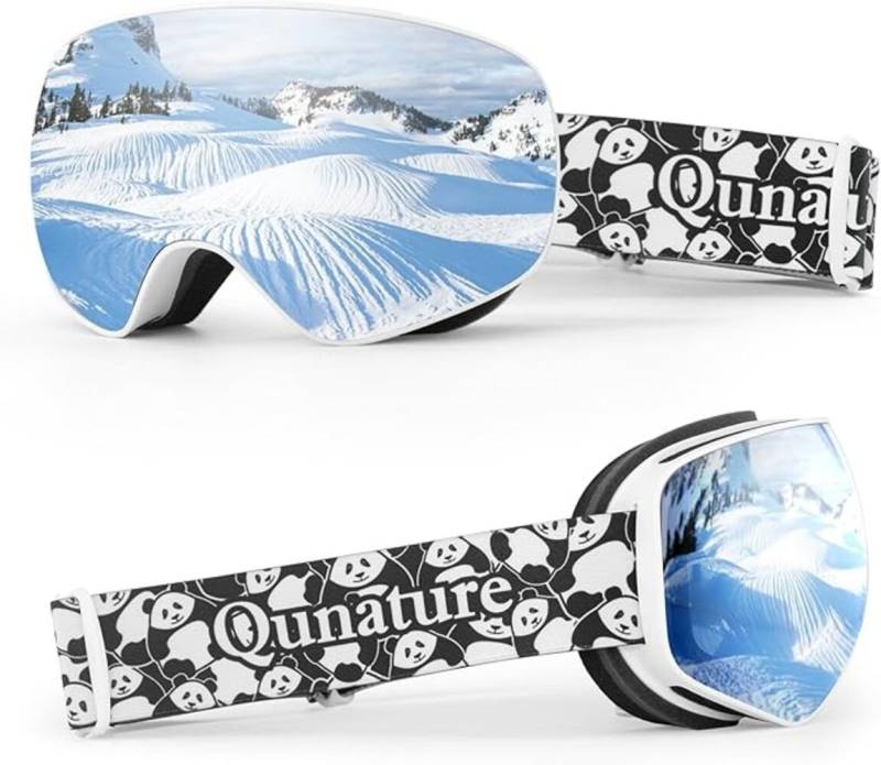 ROCKBROS Skibrille Antibeschlag Winter-Schneebrille für Brillenträger, Panda-Design, Antibeschlag, UV-Schutz von ROCKBROS