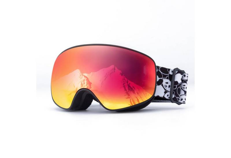 ROCKBROS Skibrille Antibeschlag Winter-Schneebrille für Brillenträger, Panda-Design, Antibeschlag, UV-Schutz von ROCKBROS