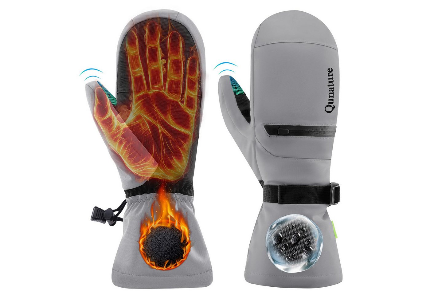 ROCKBROS Skihandschuhe Wasserdicht, Vollfingerhandschuhe, wärmend, mit Touchscreen-Funktion Touch screen function von ROCKBROS