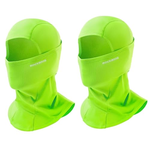 ROCKBROS Sturmhaube Herbst/Winter Thermo Balaclava für Outdoorsports Radfahren Skifahren Snowboard Reflektierend Winddicht Anti-Staub Atmungsaktiv für Damen Herren Fluoreszenz Grün 2 PCS von ROCKBROS