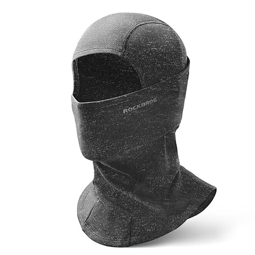 ROCKBROS Sturmhaube Herbst/Winter Thermo Balaclava für Outdoorsports Radfahren Skifahren Snowboard Reflektierend Winddicht Anti-Staub Atmungsaktiv Einheitsgröße für Damen Herren Dunkelgrau von ROCKBROS