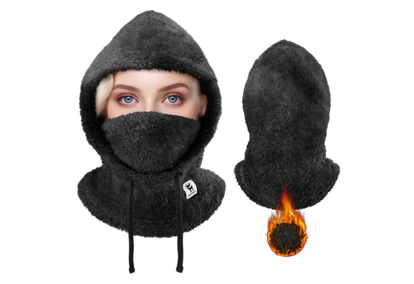 ROCKBROS Sturmhaube Winter Warme Balaclava Winddichte Sturmmaske Skimaske Nackenwärmer Verstellbar & kombinierbar mit Mützen von ROCKBROS