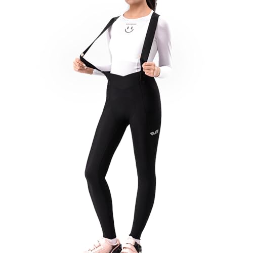 ROCKBROS TVI Fahrrad Trägerhose Damen Lang, Abnehmbare Radhose mit Sitzpolster Winter Radsportshorts Thermo Bib Träger Radlerhose Stoßfeste für Rennrad MTB von ROCKBROS