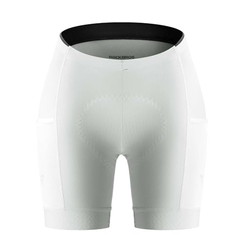 ROCKBROS TVI Radlerhose Damen Gepolstert mit Tasche, Fahrradhose Kurz Sommer Atmungsaktive Schnell Trocknende Radhose Elastische mit Polster von ROCKBROS