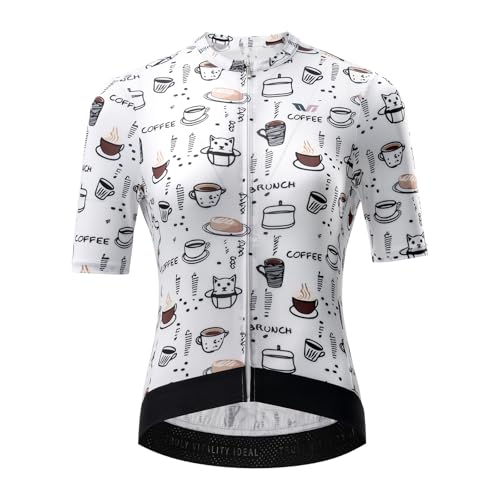ROCKBROS TVI Radtrikot Damen Kurzarm, Fahrradtrikot Sommer mit 3 Taschen Atmungsaktiv Rennrad Mountainbike Trikot Schnell Trocknend Radfahren Top von ROCKBROS