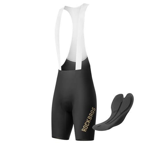 ROCKBROS Trägerhose Herren Kurz Nahtlose Gepolsterte Fahrradhose für Sommer Atmungsaktiv Elastisch Reflektierend Rennrad MTB geeignet von ROCKBROS
