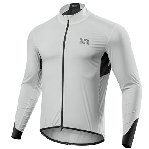 ROCKBROS Windjacke Fahrradjacke Herren, Atmungsaktiv Ultraleicht Reflektierend, Winddicht und Schnell Trocknend für Fahrrad Rennrad und MTB, Grau XXL von ROCKBROS