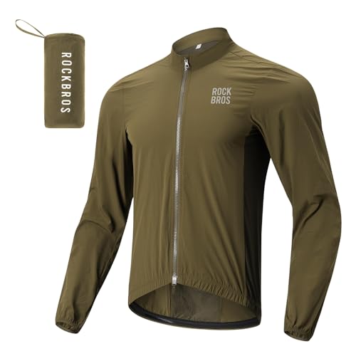 ROCKBROS Windjacke Fahrradjacke Herren, Ultraleichte Atmungsaktiv Radsportjacke, Kompakt Sportjacke, windbreaker Rennrad Herren, Braun M von ROCKBROS