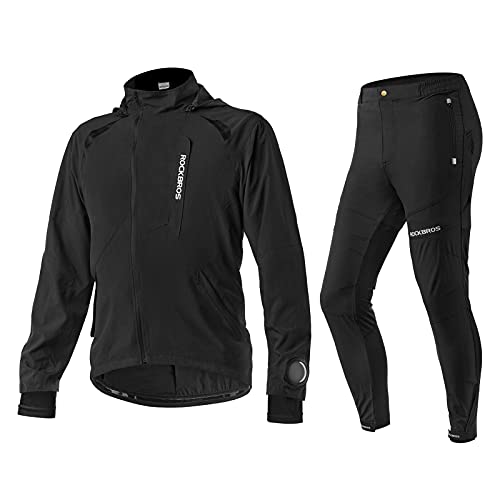 ROCKRROS Herren Radsport-Anzüge Langarm Jacke + Hose mit Sitzpolster Atmungsaktiv Sommer/Herbst Fahrradbekleidung Set M-4XL von ROCKBROS