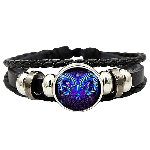 ROCKIA 12 Sternbild-Armband, Seil Konstellation Armband | Tragbares Sternbild Sternzeichen Leder Unisex Armband für Herren, 1, 1 ROCKIA 12 Sternbild-Armband, Seil Konstellation Armband | Tragbares Sternbild Sternzeichen Leder Unisex Armband für Herren, 1, 1 von ROCKIA